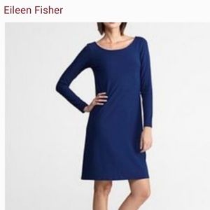 Eileen Fisher shift dress keyhole back 3/4 sleeve modest women’s Large